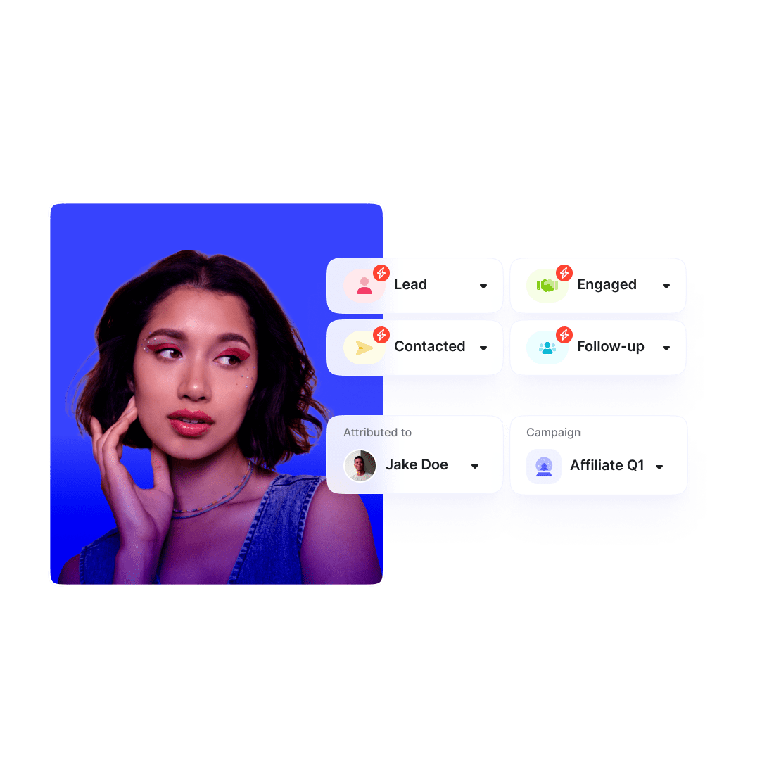 Automated status of the CRM displayed over a creator profile
