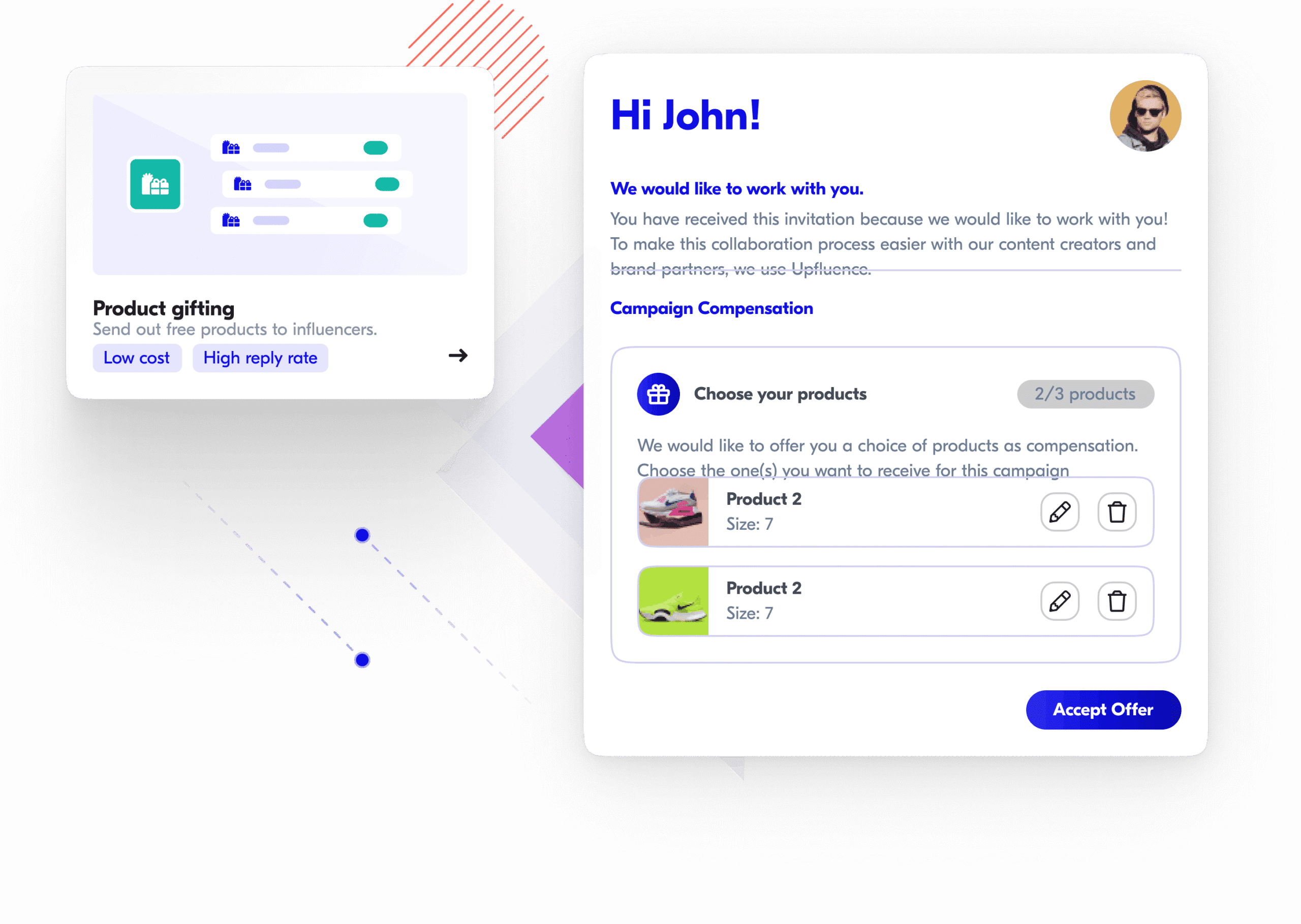 Influencer product seeding order screen in Upfluence