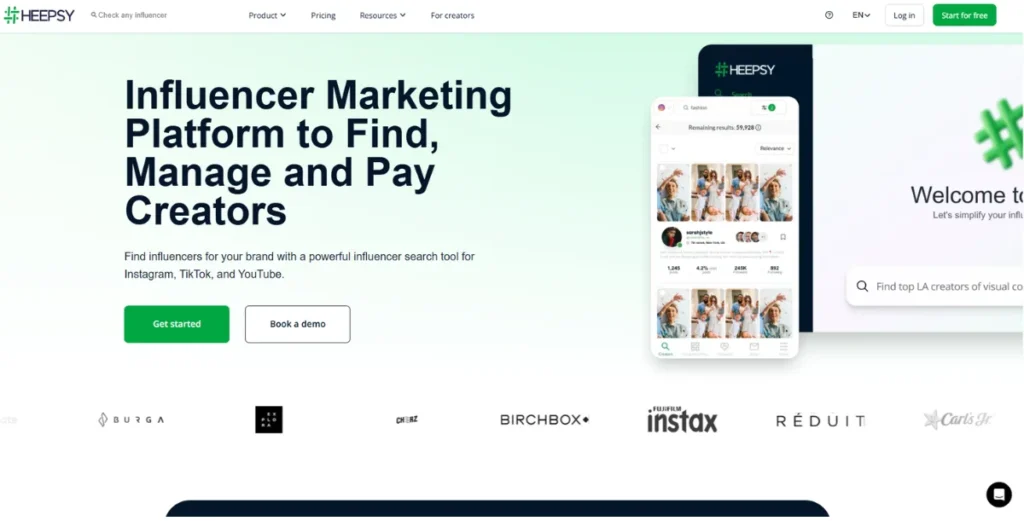 Heepsy Homepage