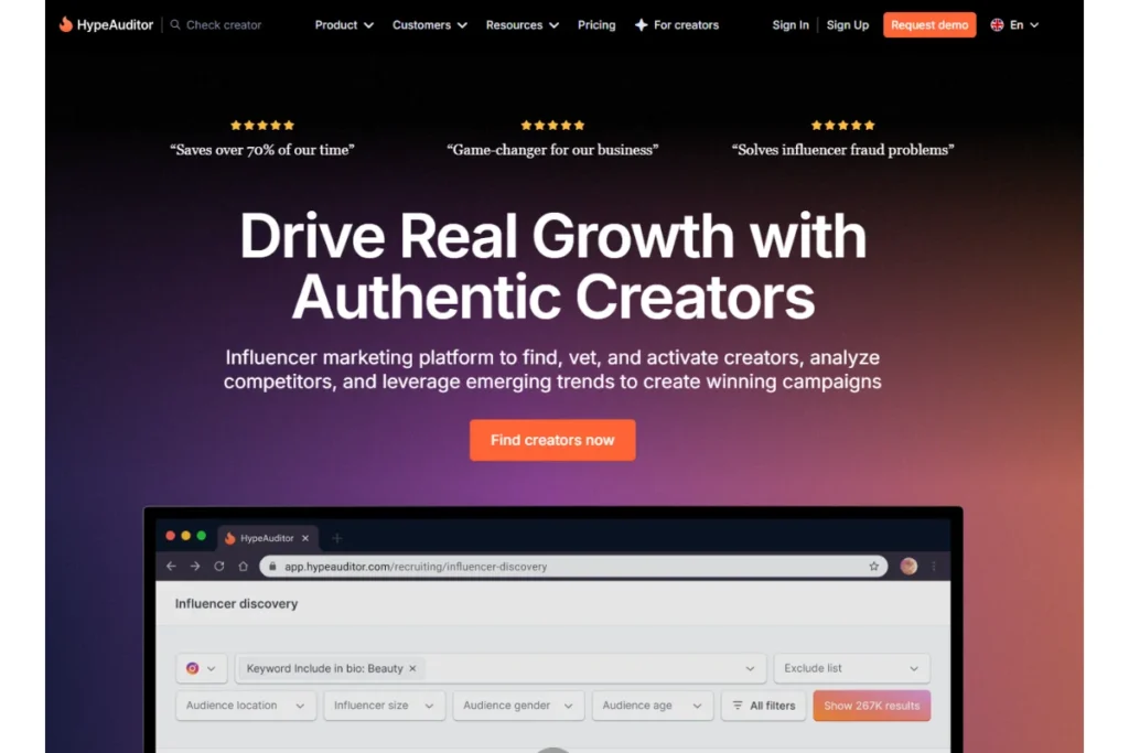 HypeAuditor Homepage