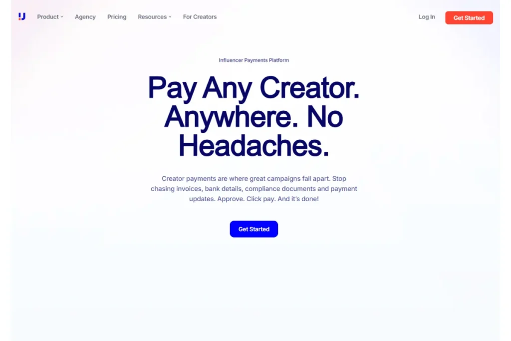 Upfluence Pay Homepage